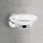 Gedy FE11-13 Wall Mounted Frosted Glass Soap Dish With Chrome Mounting